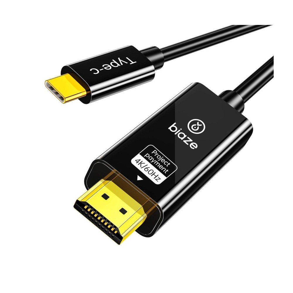 Biaze USB-C to HDMI Cable 4K 60Hz Gold Plated Adapter 1.5m HW-ZH172 Black